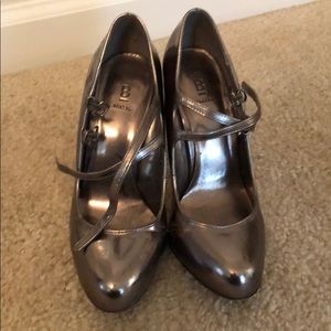 Silver Bakers double strap high heals